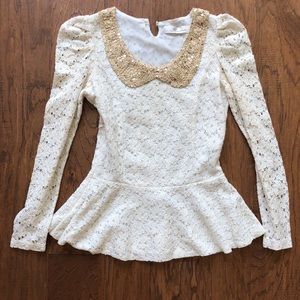 Lace peplum blouse, XS